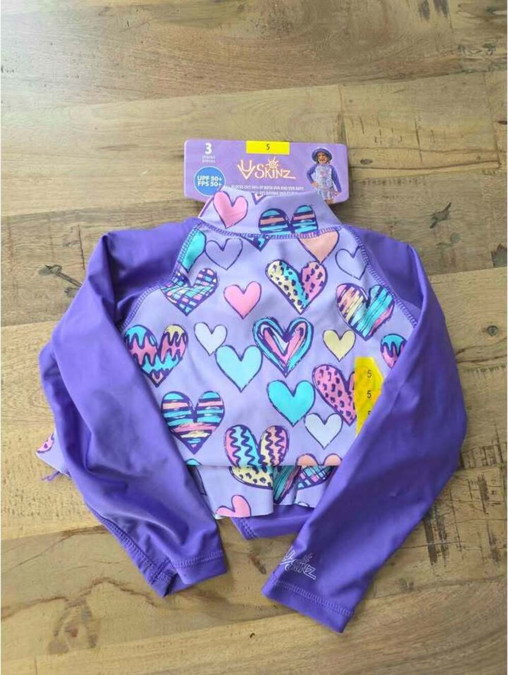New Skinz 3-Piece Heart Print Swim Set Size 5